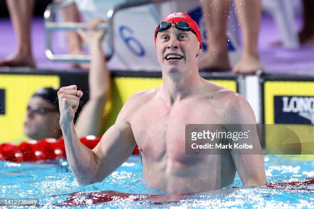 Tom Dean of Team England celebrates after winning gold in the Men's 4 x 100m Medley Relay Final on day six of the Birmingham 2022 Commonwealth Games...