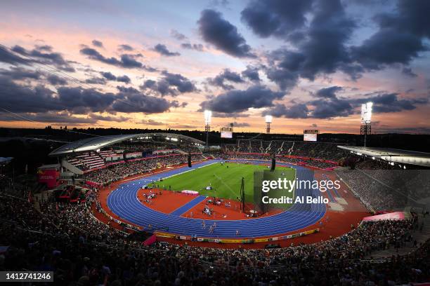 General view during the Women's Heptathlon 800m on day six of the Birmingham 2022 Commonwealth Games at Alexander Stadium on August 03, 2022 in...