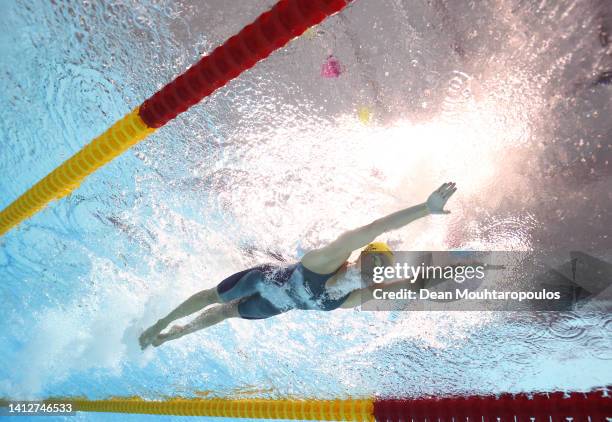 Emma McKeon of Team Australia competes in the Women's 4 x 100m Medley Relay Final on day six of the Birmingham 2022 Commonwealth Games at Sandwell...