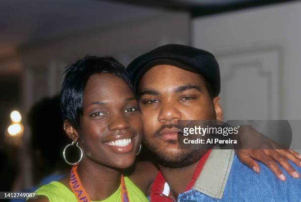 Renee Neufville of Zhane and Rapper Maseo of De La Soul appear at the Vibe Magazine Fashion Show on August 28, 1996 in New York City.
