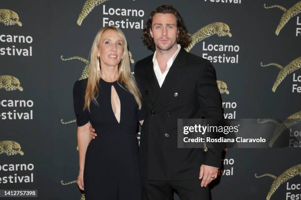 Sam Taylor-Johnson and Aaron Taylor-Johnson attend the 75th Locarno Film Festival red carpet on August 03, 2022 in Locarno, Switzerland.