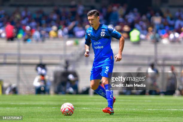 Claudio Kranevitter of Monterrey controls the ball during the 6th round match between Pumas UNAM and Monterrey as part of the Torneo Apertura 2022...