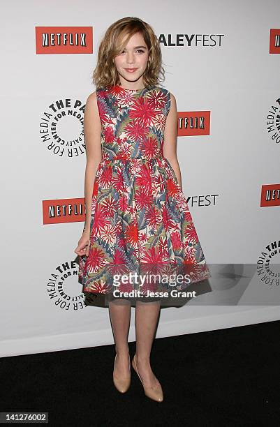 Actress Kiernan Shipka attends The Paley Center for Media's PaleyFest 2012 Honoring 'Mad Men' at Saban Theatre on March 13, 2012 in Beverly Hills,...