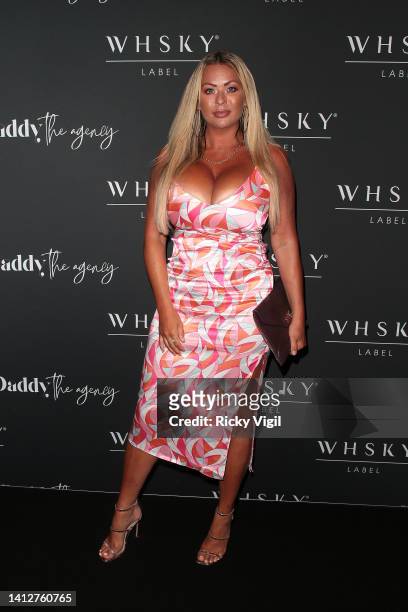 Nicola McLean seen attending WHSKY - fashion launch party at Aures London on August 03, 2022 in London, England.