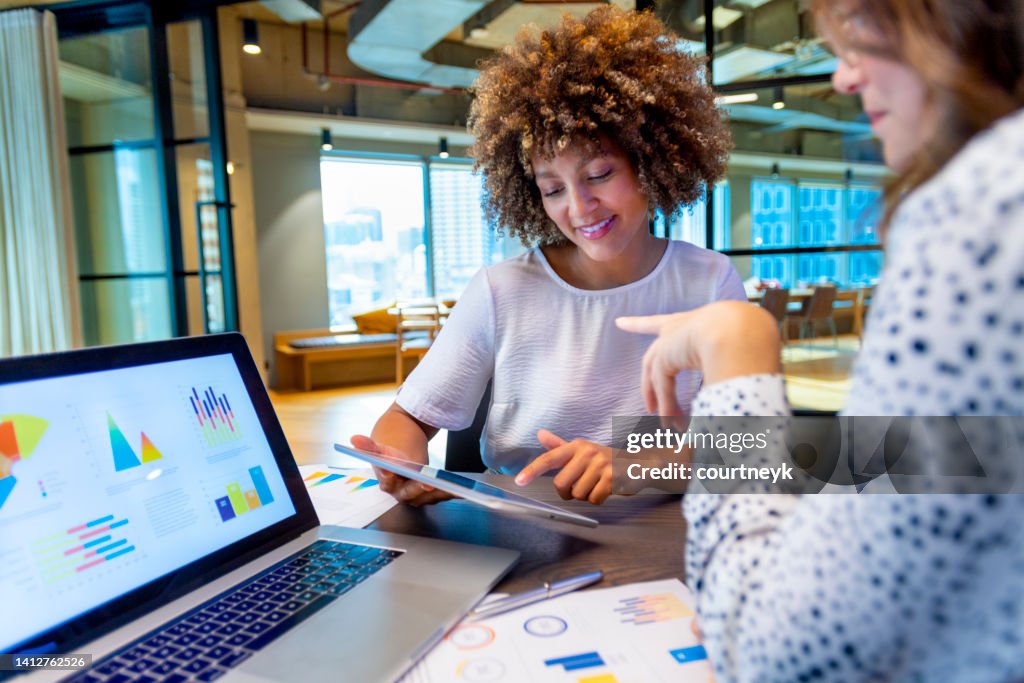Business colleagues having a conversation.