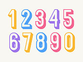 Numbers vector set color 3d bold style