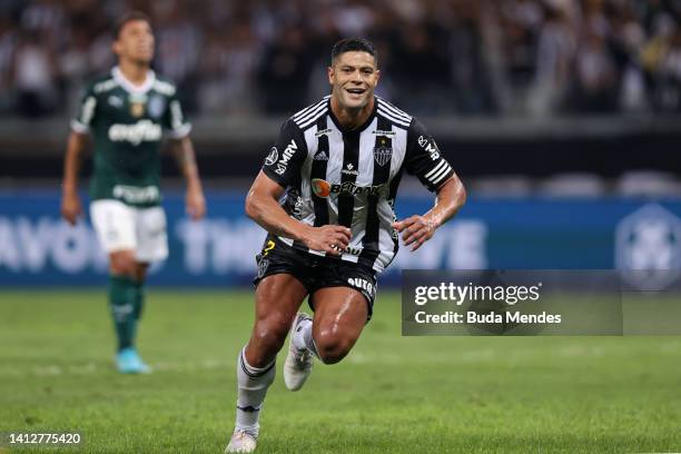 Hulk of Atletico-MG celebrates after scoring the first goal of his team via penalty during a Copa CONMEBOL Libertadores 2022 first-leg quarter final...