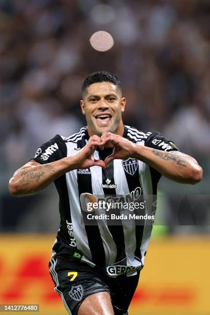 Hulk of Atletico-MG celebrates after scoring the first goal of his team via penalty during a Copa CONMEBOL Libertadores 2022 first-leg quarter final...