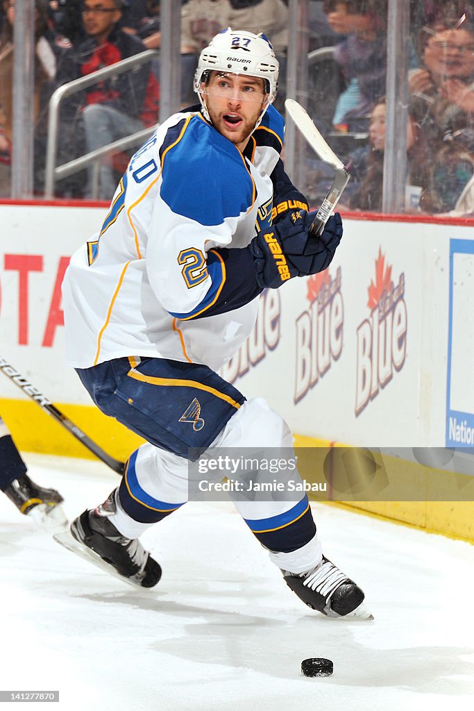 Alex Pietrangelo of the St. Louis Blues skates with the puck against  News Photo - Getty Images