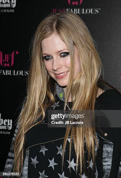 Avril Lavigne attends JustFabulous and Abbey Dawn by Avril Lavigne partnership launch party at The Viper Room on March 13, 2012 in West Hollywood,...