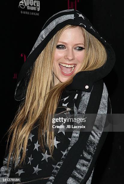 Avril Lavigne attends JustFabulous and Abbey Dawn by Avril Lavigne partnership launch party at The Viper Room on March 13, 2012 in West Hollywood,...