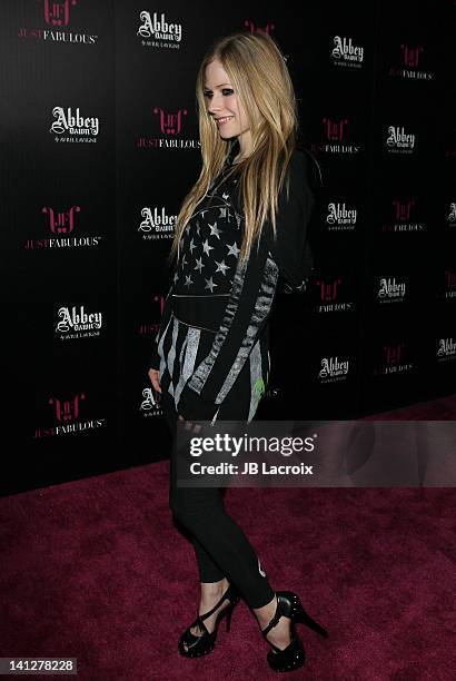 Avril Lavigne attends JustFabulous and Abbey Dawn by Avril Lavigne partnership launch party at The Viper Room on March 13, 2012 in West Hollywood,...