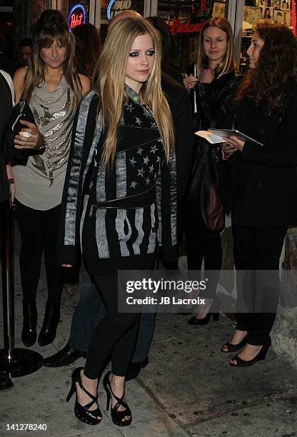 Avril Lavigne attends JustFabulous and Abbey Dawn by Avril Lavigne partnership launch party at The Viper Room on March 13, 2012 in West Hollywood,...