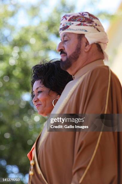 South African Defence Minister Lindiwe Sisulu and her counterpart in the Arab emirate of Oman, Sayyid Bader Bin Saud bin Harib Al-Busaidi inspect a...