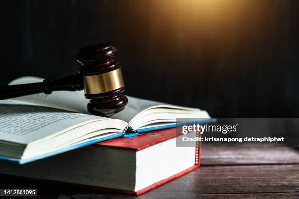 judge gavel on legal books.,education  concept - divorce court stock pictures, royalty-free photos & images