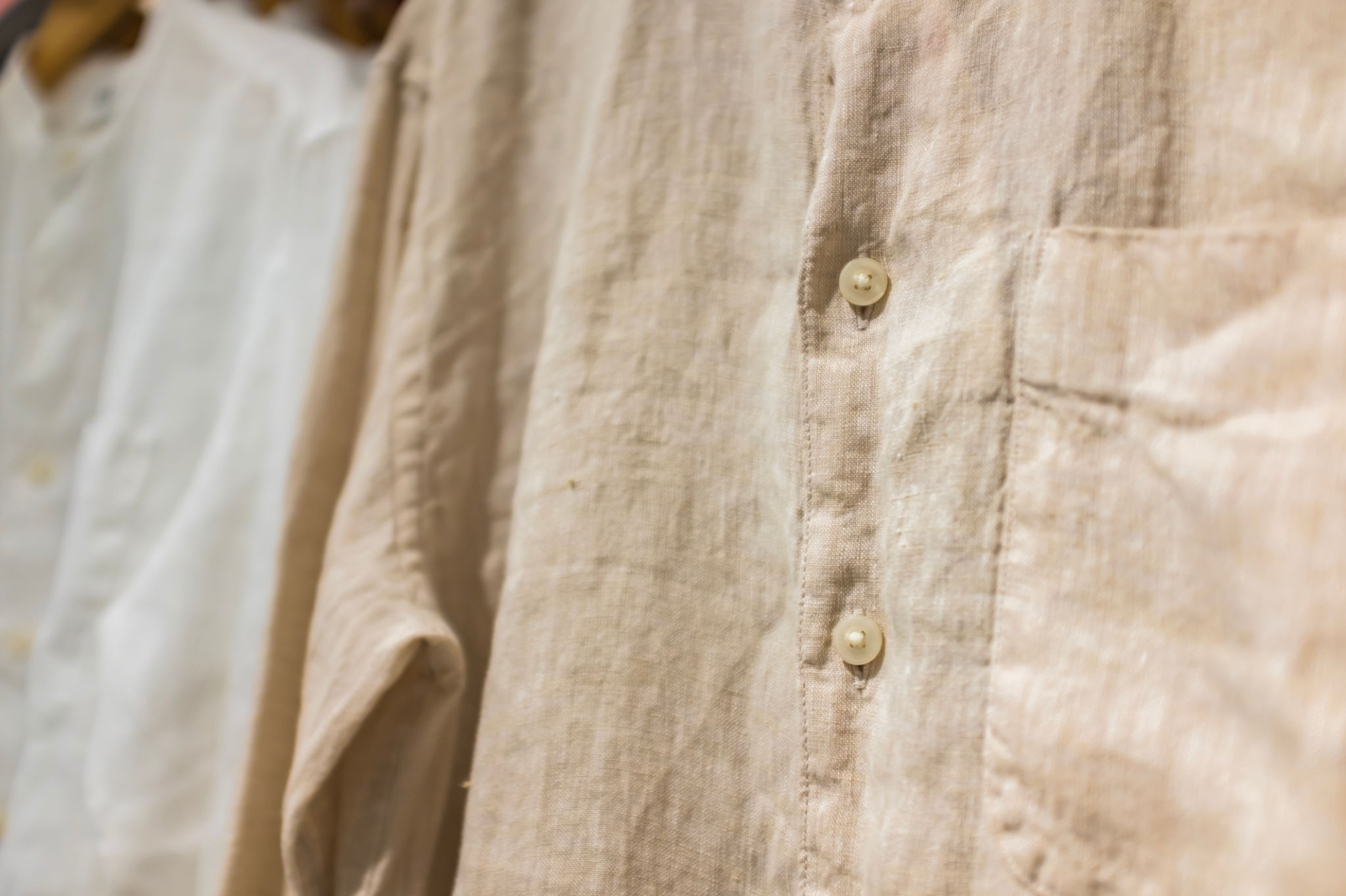 Shirts in linen fabric in the wardrobe Shirts in linen fabric in the wardrobe