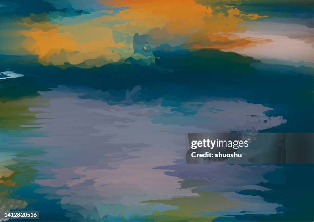 abstract color gradient surrealism scene,can be used by game scene background,3d art scene background etc - digital composite stock illustrations