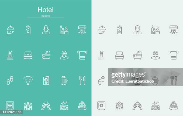 hotel line icons - motel stock illustrations
