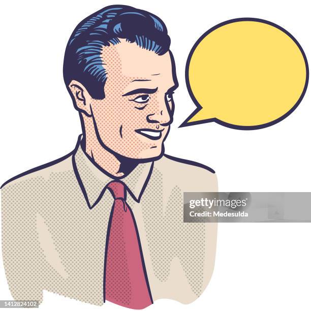 stockillustraties, clipart, cartoons en iconen met businessman speaking - vintage stock illustrations