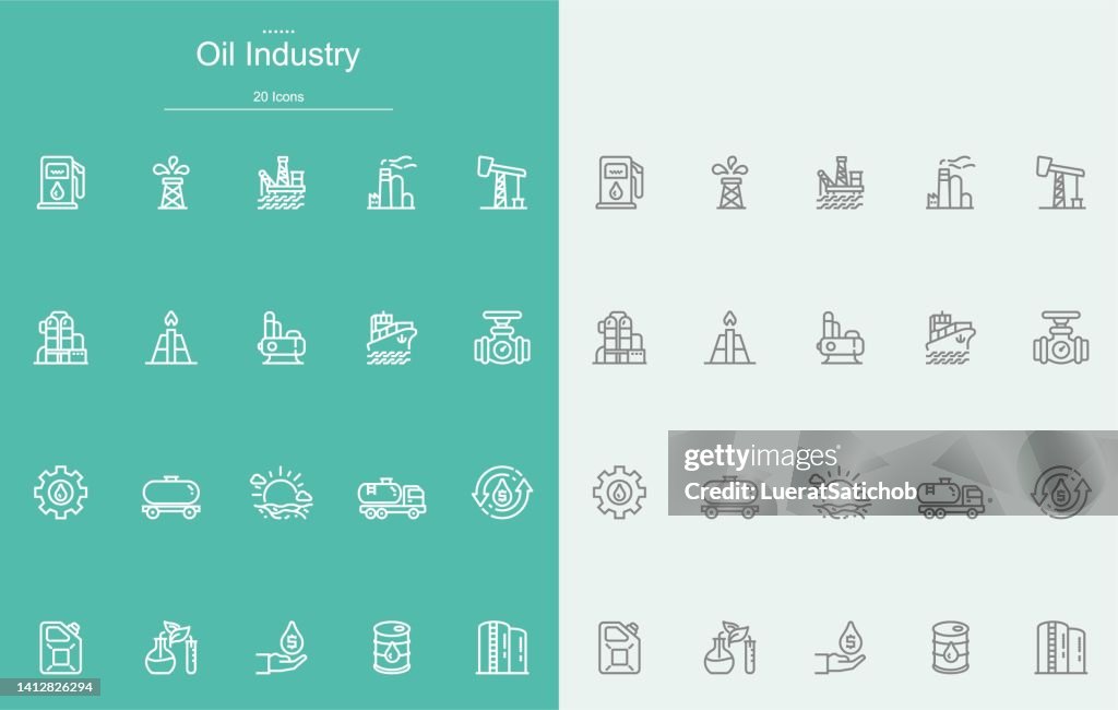 Oil Industry Line Icons