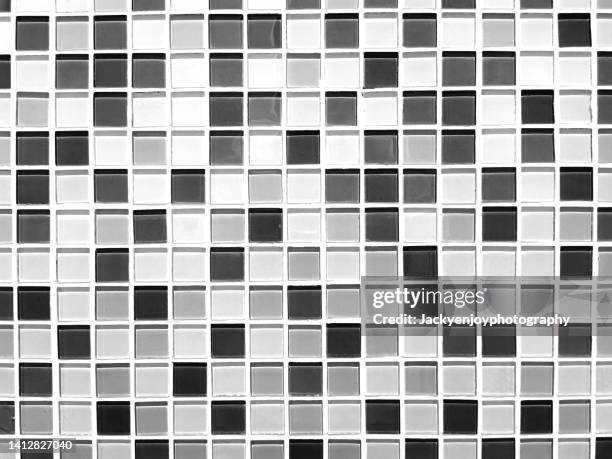 grey black and white tiles - monochrome bathroom stock pictures, royalty-free photos & images