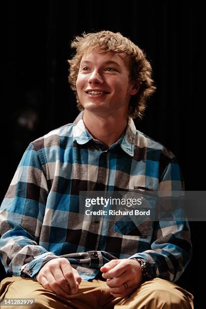 David Wise attends a press conference at Hotel Diva on March 13, 2012 in Tignes, France.