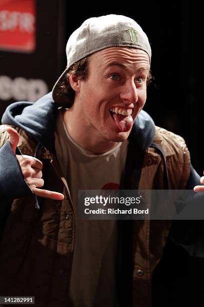 Tom Wallisch attends a press conference at Hotel Diva on March 13, 2012 in Tignes, France.