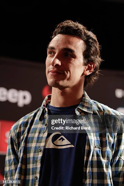 Canal + Events Manager Samir Boudjemaa attends a press conference at Hotel Diva on March 13, 2012 in Tignes, France.