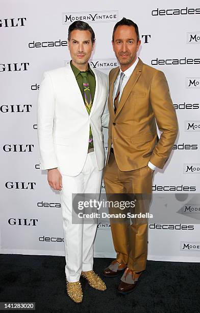 Cameron Silver and Christos Garkinos attend the launch of Decades For Modern Vintage Shoe Collaboration With Gilt.com at Decades on March 13, 2012 in...