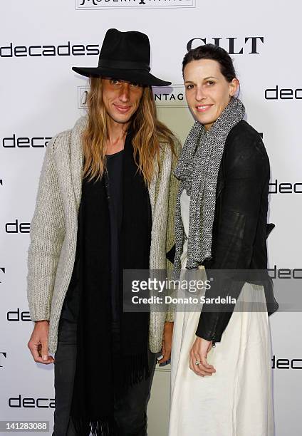 Clayton Webster and Flavie Webster attend the launch of Decades For Modern Vintage Shoe Collaboration With Gilt.com at Decades on March 13, 2012 in...