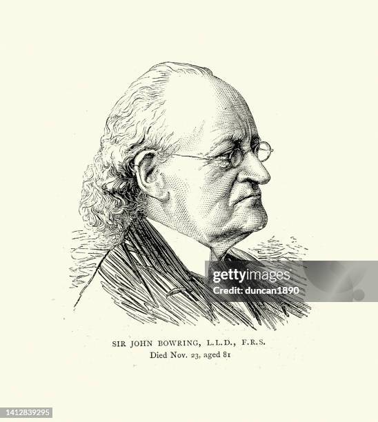 sir john bowring, british political economist, traveller, writer, literary translator, polyglot and the fourth governor of hong kong - old man portrait stock illustrations