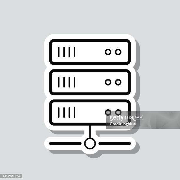 server. symbolaufkleber auf grauem hintergrund - datenbank icon stock-grafiken, -clipart, -cartoons und -symbole