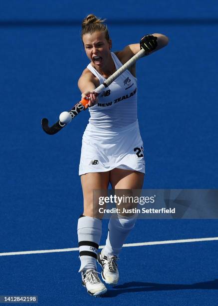 Megan Hull of Team New Zealand reacts during Women's Hockey - Pool B match South Africa and New Zealand between on day seven of the Birmingham 2022...