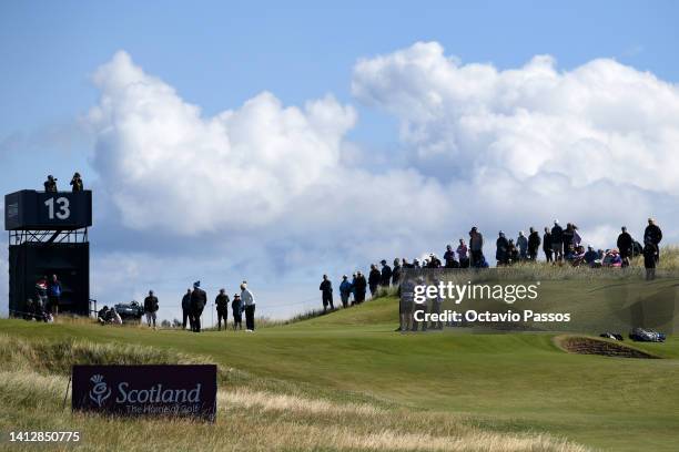 General view on the 13th green during Day One of the AIG Women's Open at Muirfield on August 04, 2022 in Gullane, Scotland.