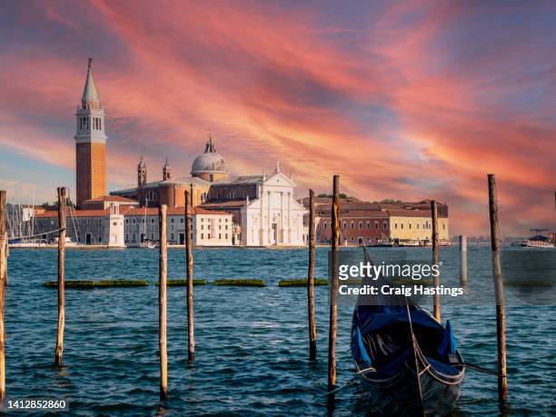 venice italy - church of san giorgio maggiore shot at sunset from the doge's palace in palazzo ducale side of the canal - saint mark stock pictures, royalty-free photos & images