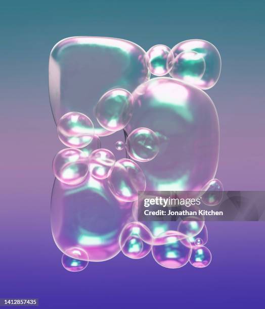abstract bubbles together 2 - bubble photos et images de collection