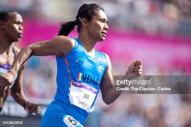 Hima Das of India in action in the Women's 200m - Round 1 - Heat 2 during the Athletics competition at Alexander Stadium during the Birmingham 2022...