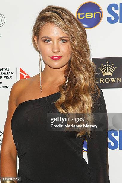 Jesinta Campbell arrives at the opening party of the 2012 Australian Grand Prix at Club 23 on March 14, 2012 in Melbourne, Australia.