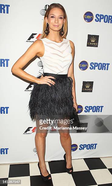 Singer Ricki-Lee Coulter arrives at the opening party of the 2012 Australian Grand Prix at Club 23 on March 14, 2012 in Melbourne, Australia.