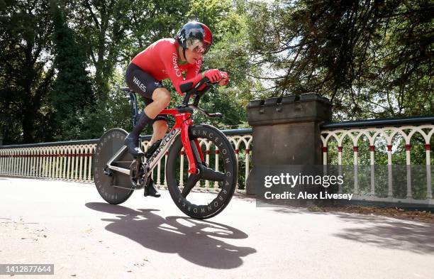 Geraint Thomas of Team Wales competes during the Men's Individual Time Trial Final on day seven of the Birmingham 2022 Commonwealth Games on August...