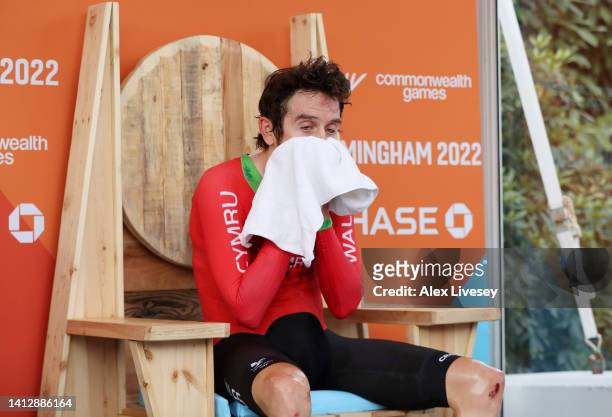 Geraint Thomas of Team Wales looks dejected following the Men's Individual Time Trial Final on day seven of the Birmingham 2022 Commonwealth Games on...