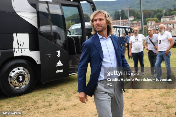 Juventus' Vice-Chairman Pavel Nedved arrives at the stadium prior to the Pre-Season Friendly between Juventus vs Juventus B on August 04, 2022 in...