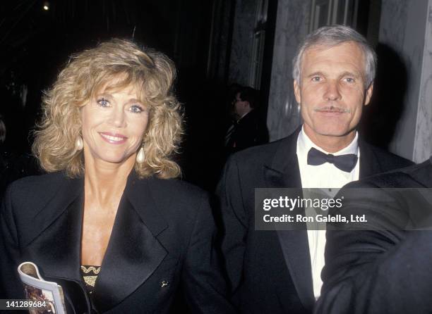 Actress Jane Fonda and businessman Ted Turner attend the Volunteers of America's First Annual Glasnost Award Salute to Ted Turner on March 22, 1990...