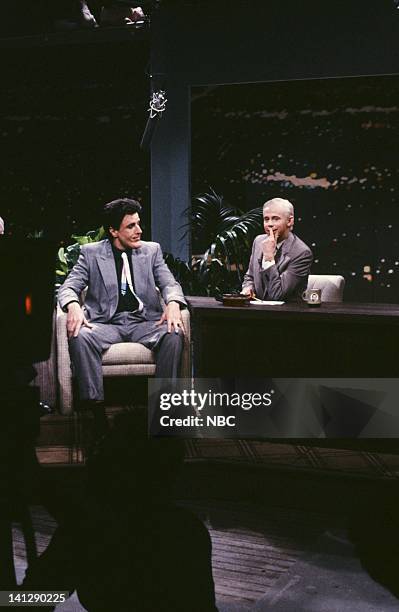 Episode 20 -- Pictured: Kevin Nealon as Jay Leno, Dana Carvey as Johnny Carson during 'The Tonight Show' skit on May 19, 1990 -- Photo by: Raymond...