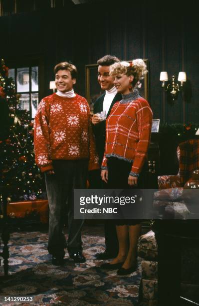 Episode 9 -- Pictured: Mike Myers, Phil Hartman, Victoria Jackson during the 'A Dysfunctional Family Christmas' skit on December 15, 1990 -- Photo...
