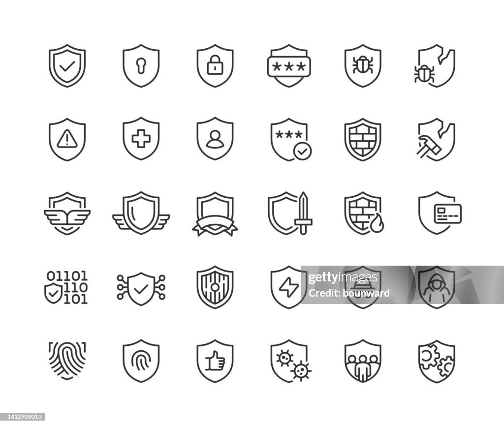 Shield Line Icons Tratto modificabile