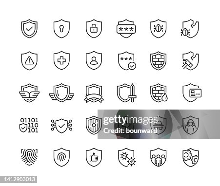 Shield Line Icons Editable Stroke Shield Line Icons Editable Stroke