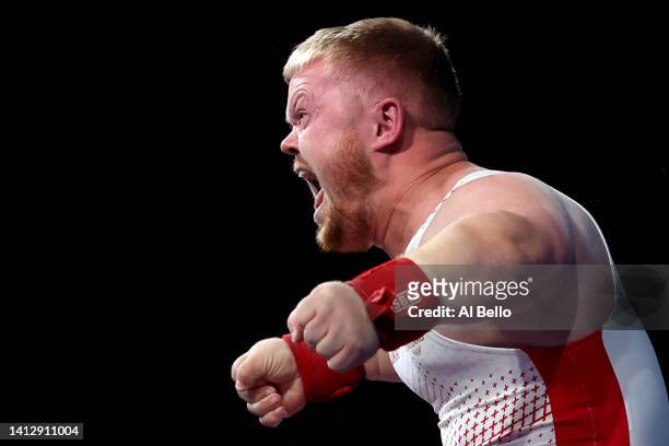 Mark Swan of Team England reacts after competing in the Men's Lightweight Final on day seven of the Birmingham 2022 Commonwealth Games at NEC Arena...