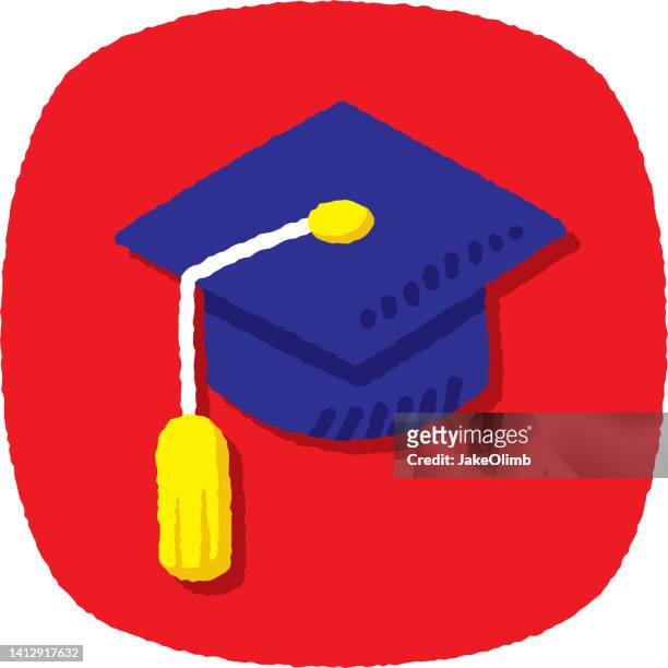 graduation cap doodle 4 - alumni stock illustrations