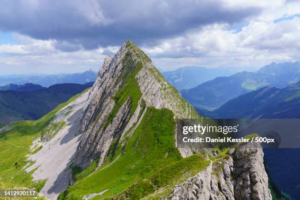 panoramic view of green landscape against sky,innerthal,switzerland - schwyz stock pictures, royalty-free photos & images
